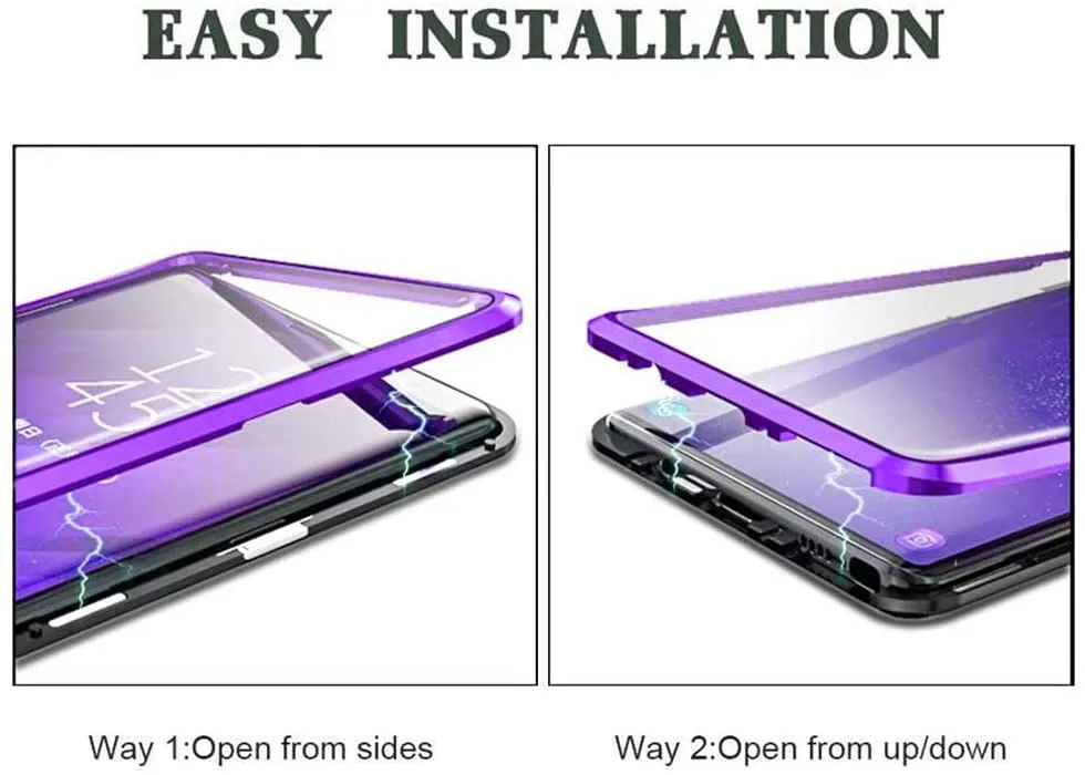 Galaxy S21 FE Case Magnetic Clear Double-Sided Tempered Glass Cover