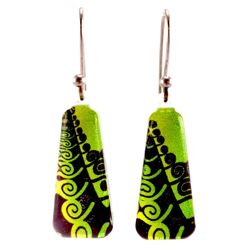 Green Trapeze Fern Pendant & Earring Set