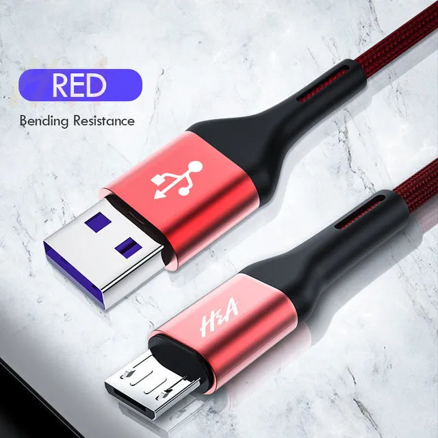 H&A Micro USB Cable 3.0A Fast Charging Microusb Charger Cable For Samsung J4 J5 J6 J7 Xiaomi Redmi Note 5 4 Android Phone Cables