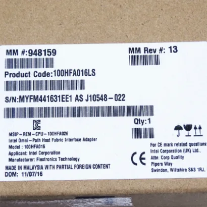 Intel OPA Host Fabric Interface Single-Port PCIe x16 Adapter 100HFA016LS 948159