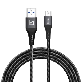 iVoltaa Braided & Metal 4A Sync & Fast Charge Micro USB Cable (1 M / 3.3 Ft. Long - Black)