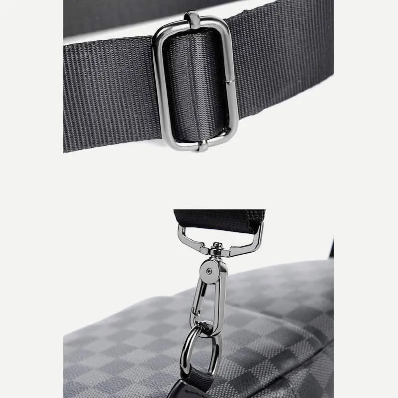 Leather Casual Daypack Sling Shoulder Chest Bag with USB Charging Port