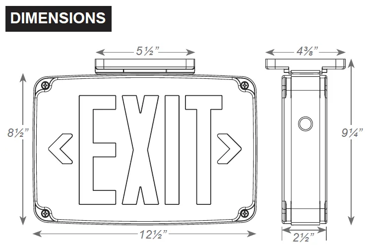 LED Compact Wet Location Polycarbonate Exit Sign