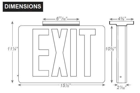 LED NYC Approved Die-Cast Aluminum Exit Sign, Single Face