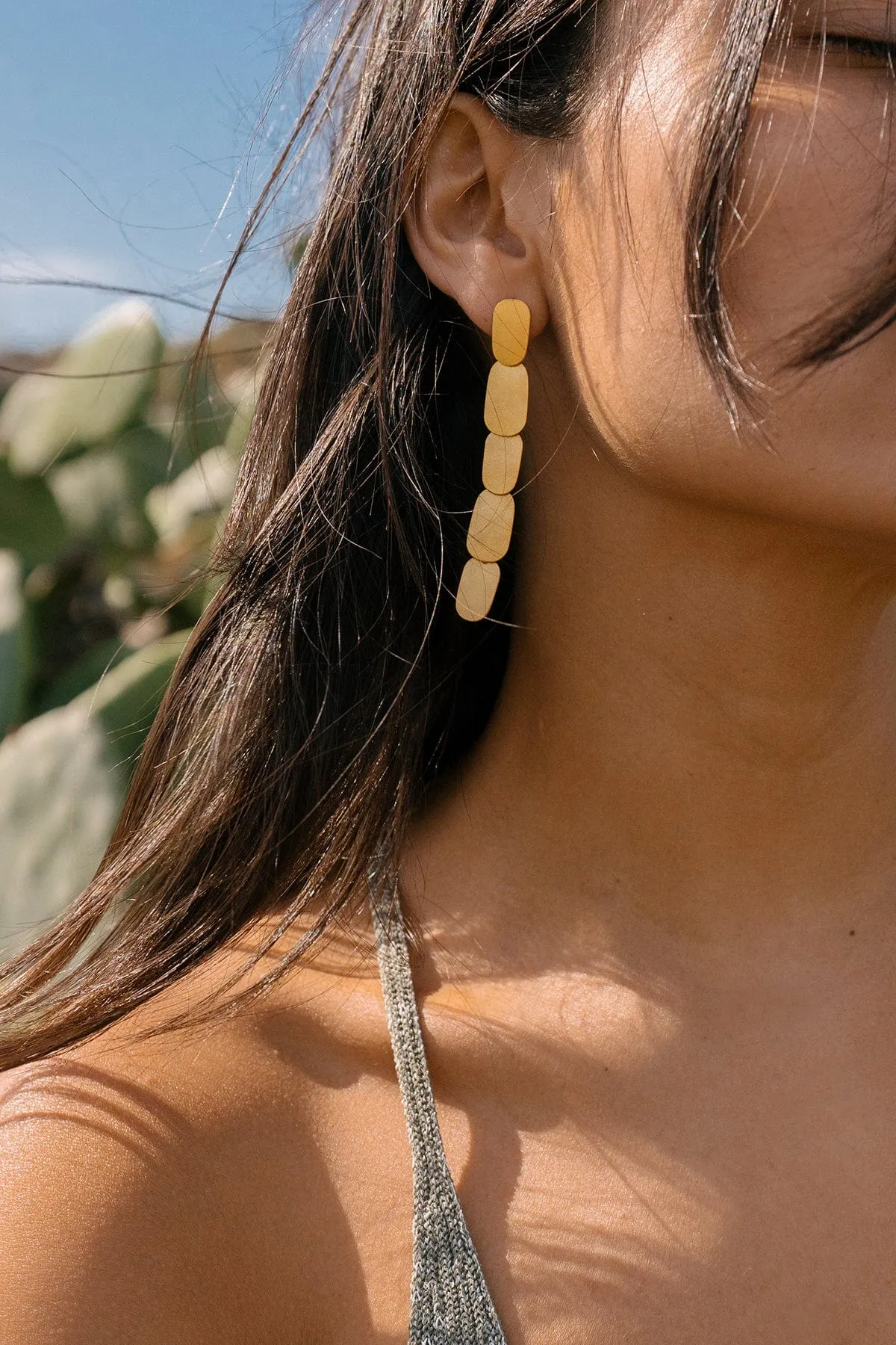 Long Petal Earrings - Gold Plated