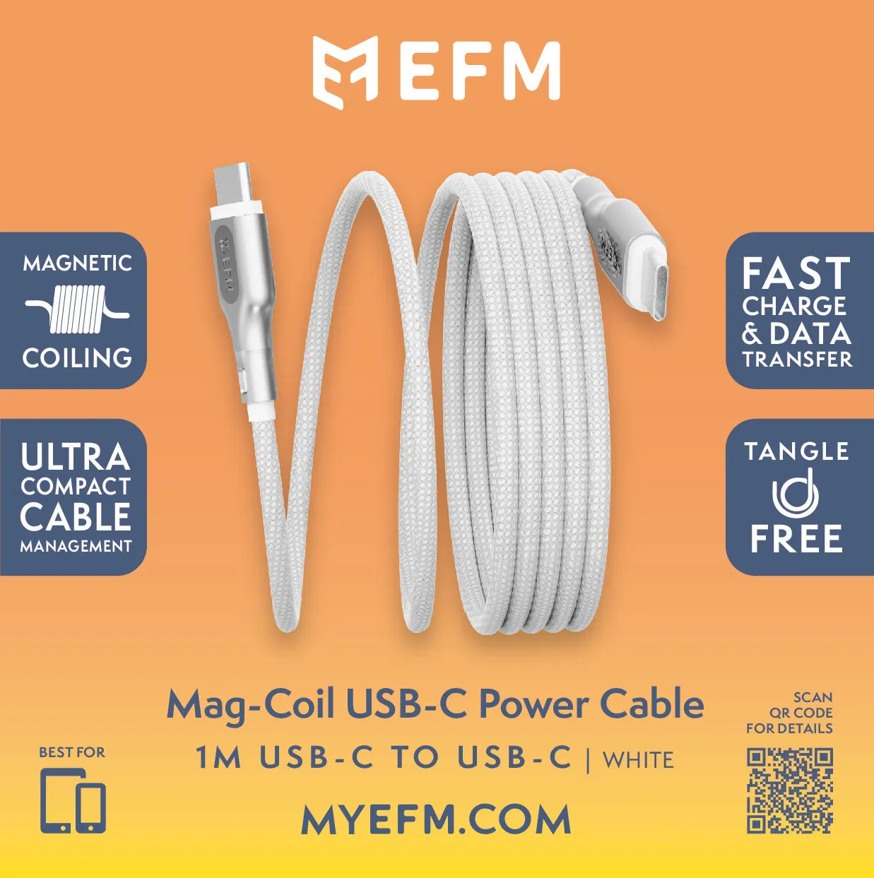 Mag-Coil USB-C 1M Cable - With Magnetic Coiling