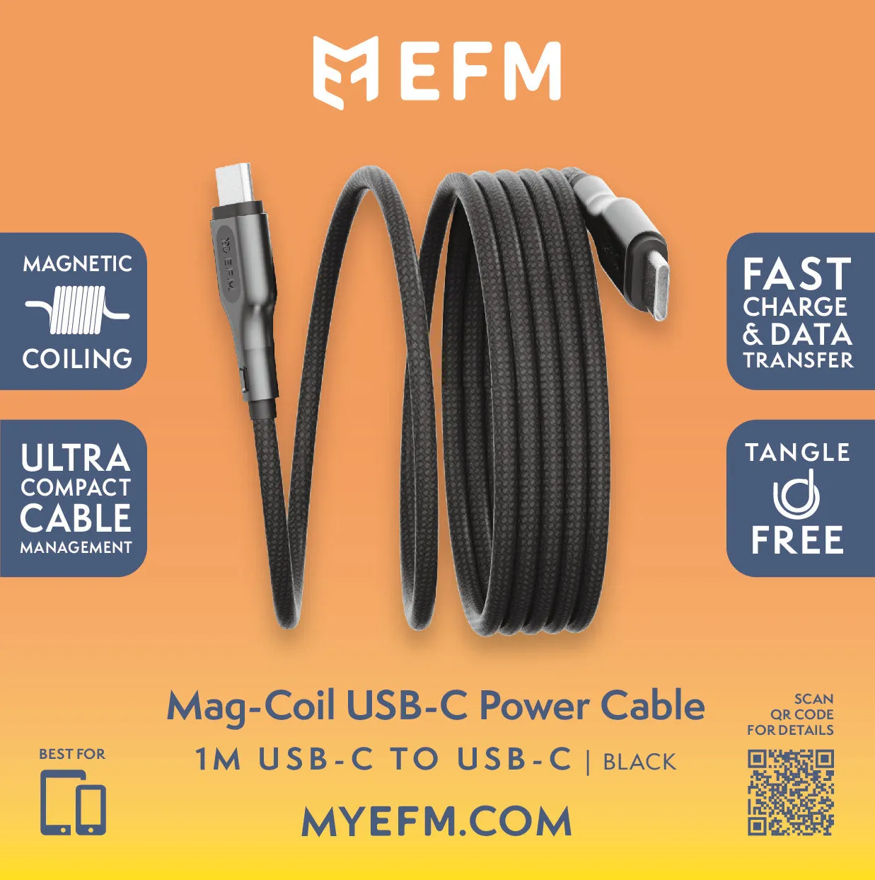Mag-Coil USB-C 1M Cable - With Magnetic Coiling