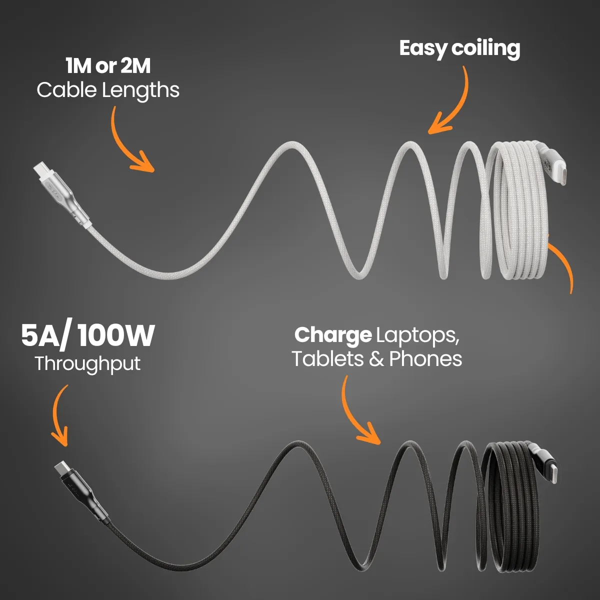 Mag-Coil USB-C 1M Cable - With Magnetic Coiling