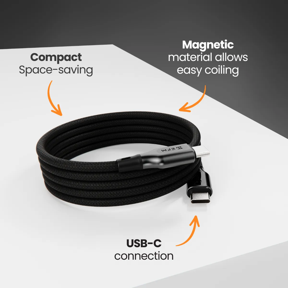 Mag-Coil USB-C 1M Cable - With Magnetic Coiling