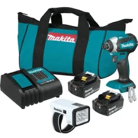 Makita 18V LXT (XDT131X2) Lithium-Ion Brushless Cordless Impact Driver 3 Ah Kit with L.E.D Flashlight and 2 Batteries