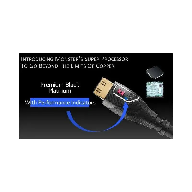 Monster 35ft Black Platinum UltraHD High-Speed 27Gbps HDMI Cable with Ethernet and Performance Indicators