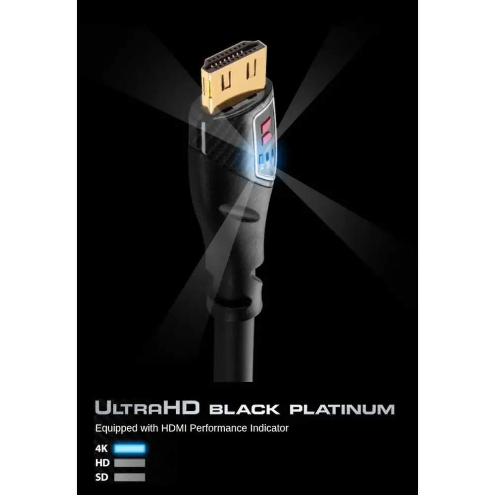 Monster 35ft Black Platinum UltraHD High-Speed 27Gbps HDMI Cable with Ethernet and Performance Indicators
