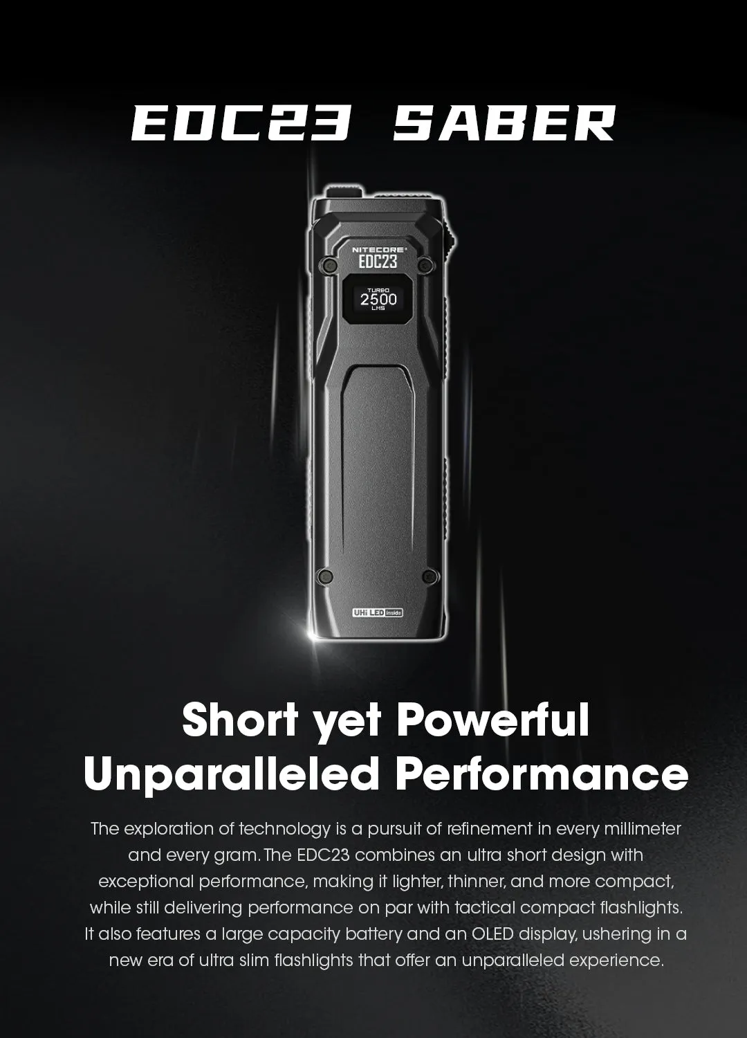 NITECORE EDC23 EDC23 SABER Ultra Slim Pocket Tactical EDC Flashlight