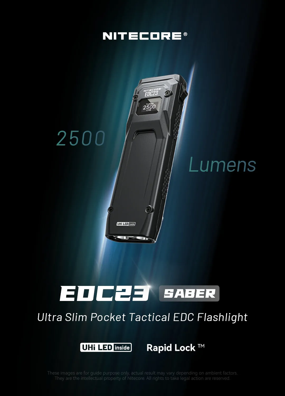 NITECORE EDC23 EDC23 SABER Ultra Slim Pocket Tactical EDC Flashlight