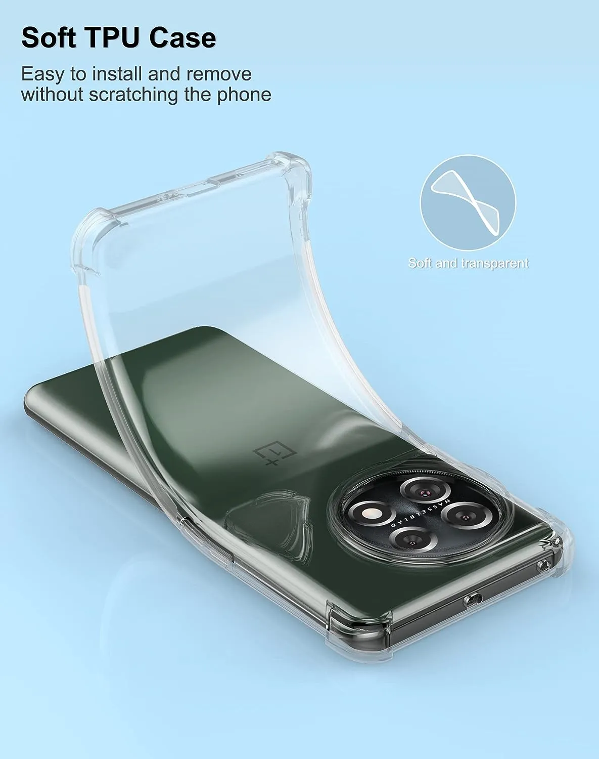 OnePlus 11 Phone Case Clear Scratch Resistant Reinforced Corners Protective Case