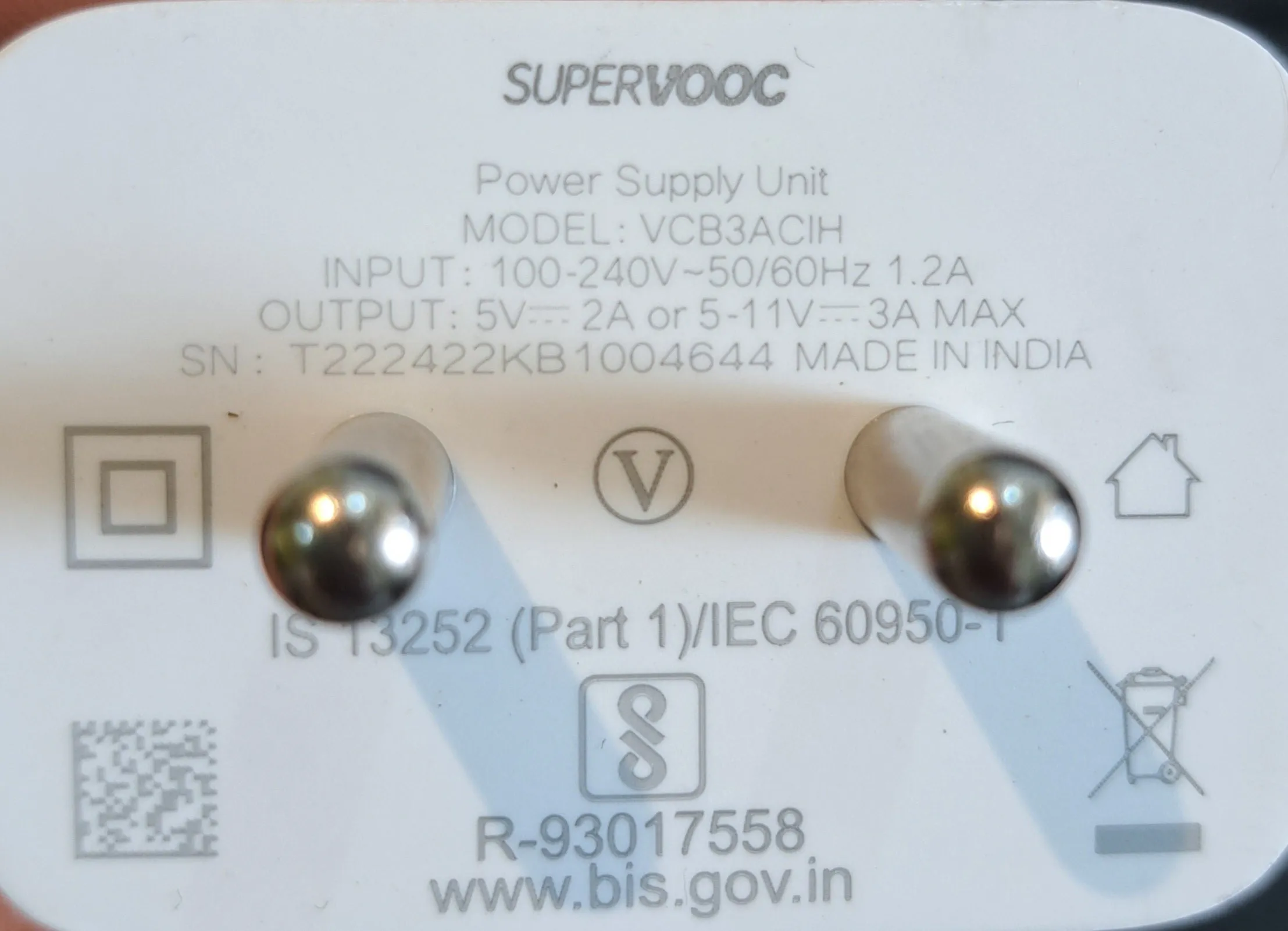 Oppo K10 SUPERVOOC 33W Fast Mobile Charger With Type-C Cable White