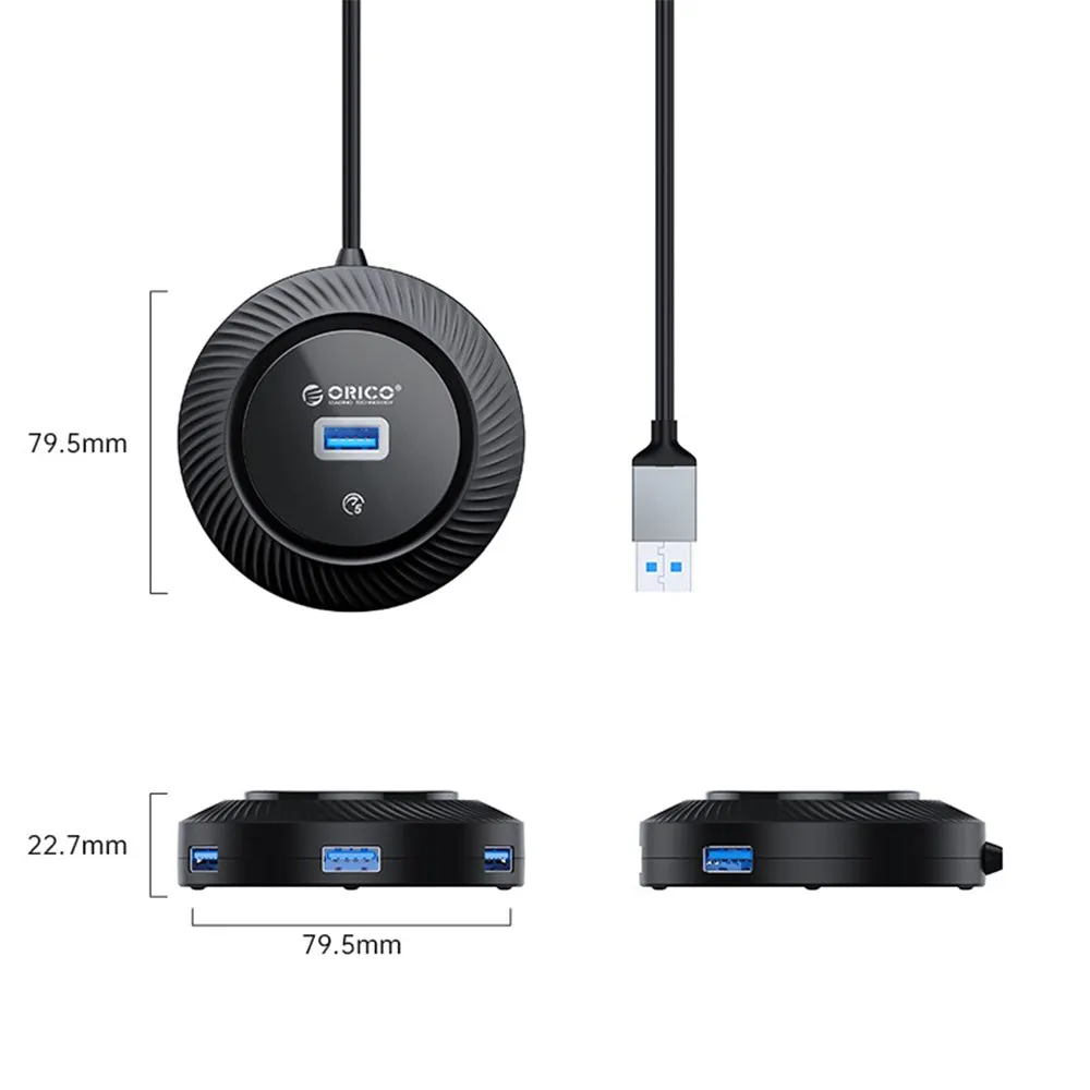 ORICO 4-IN-1 USB HUB 5GBPS (0.3M,1.8M) USB-A Cable with 4-Port USB 3.0 | Windows, Linux & macOS Support | for PCs, Computer Desktops & Laptops | USB Hubs & Docking Stations | YK2-U3