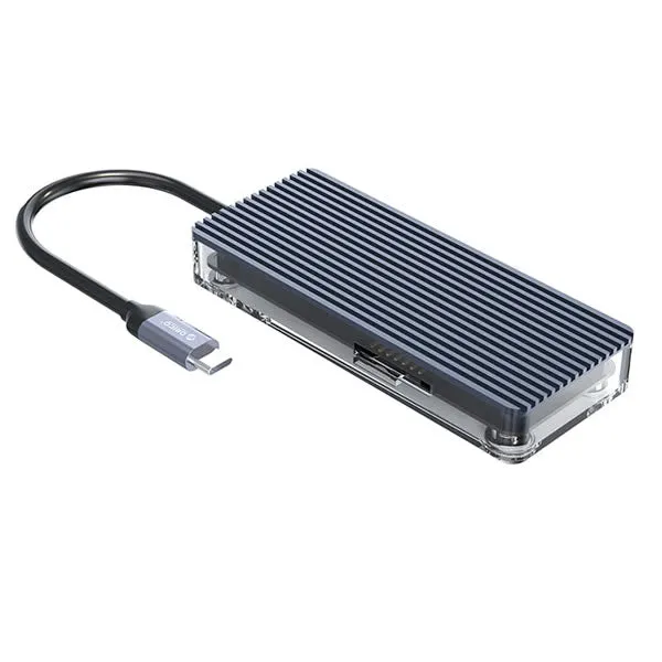 Orico 6 Port 3 x USB3.0|1 x HDMI|1 x TF|1 x SD Transparent Hub – Grey