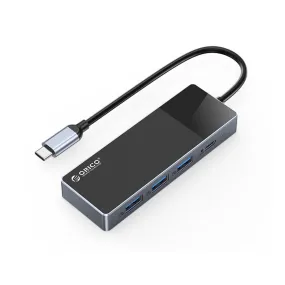 ORICO Type C 4 in 1 Hub Compact and Portable Aluminum Alloy   ABS with 10Gbps Transfer Rate Type C USB 3.2 USB A x 3 PD 100W Drive Free Fast Cooling High-Performance Zero-Latency for Windows Mac OS Linux iPad