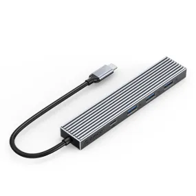 ORICO Type C 4 in 1 Hub Compact and Portable Aluminum Alloy   ABS with 10Gbps Transfer Rate USB 3.2 USB A x 3 Type C x 1 PD 100W Fast Cooling High-Performance Zero-Latency for Windows Mac OS Linux iPad