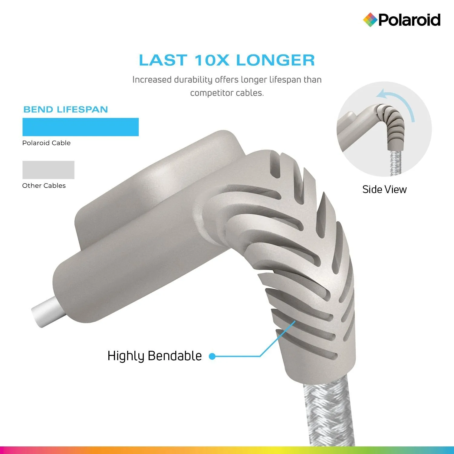 Polaroid 5 Ft USB Type-C Nylon Braided Charger Cable with LED Light