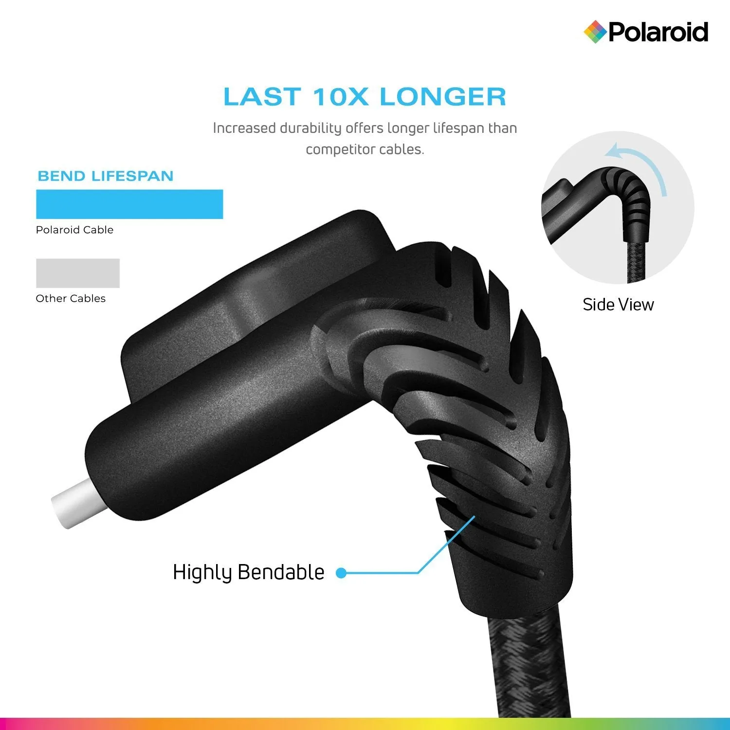 Polaroid 5 Ft USB Type-C Nylon Braided Charger Cable with LED Light