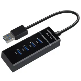 Portable 4 Port USB3.0 Desktop HUB for PC Laptop Power Supply Black