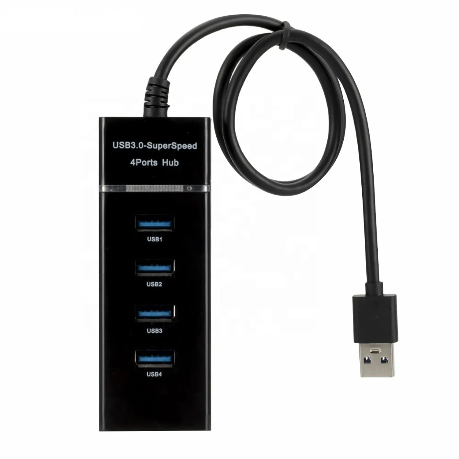 Portable 4 Port USB3.0 Desktop HUB for PC Laptop Power Supply Black