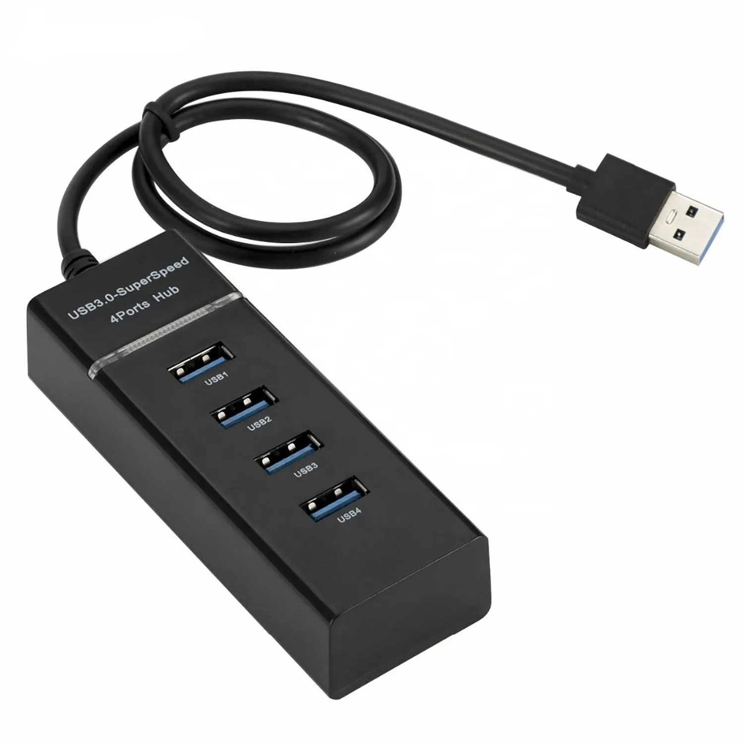 Portable 4 Port USB3.0 Desktop HUB for PC Laptop Power Supply Black