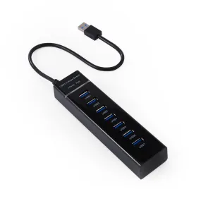 Portable 7 Port USB3.0 Desktop HUB for PC Laptop Power Supply Black