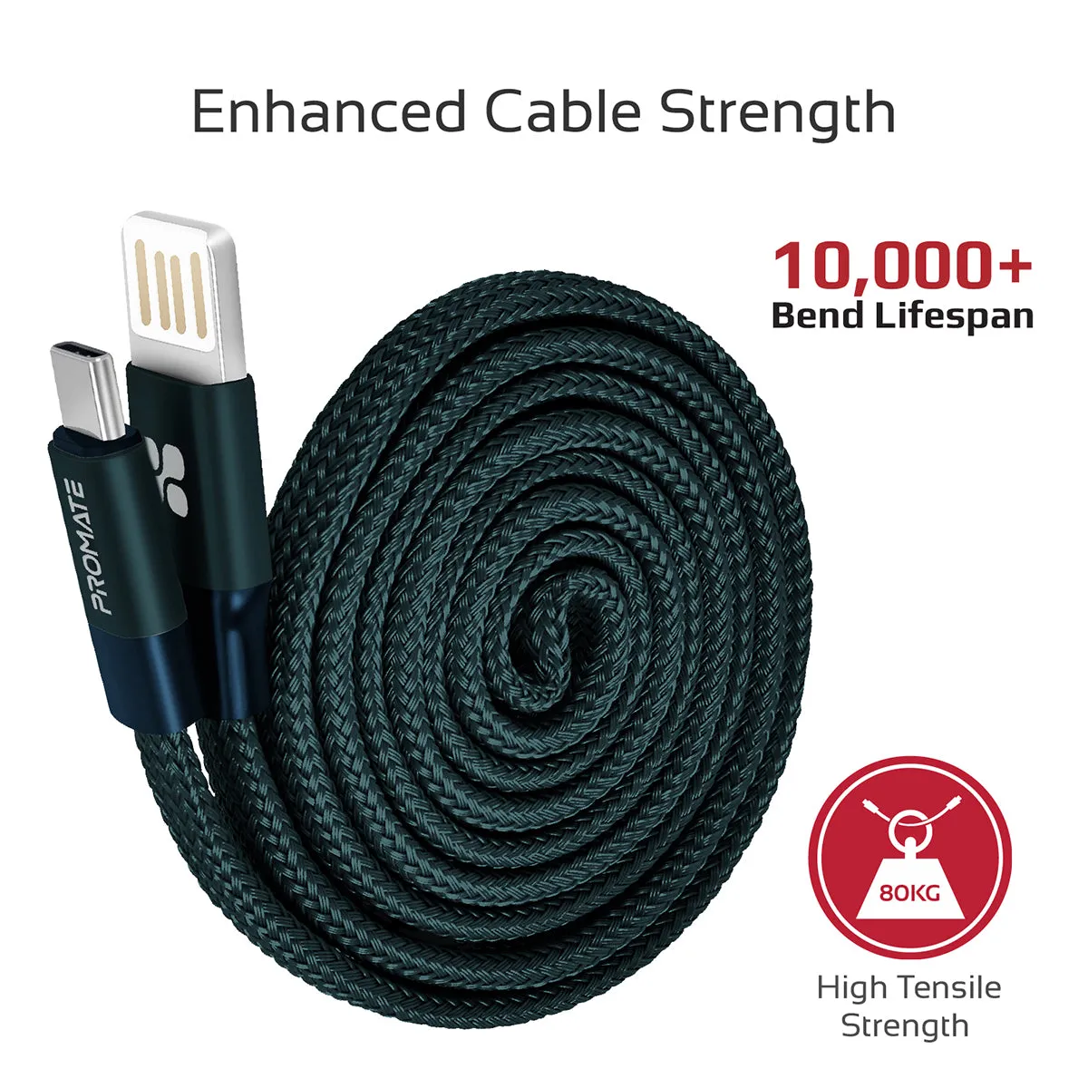 Premium Fabric Braided Aluminium Alloy Reversible USB-A to Type-C™ Cable