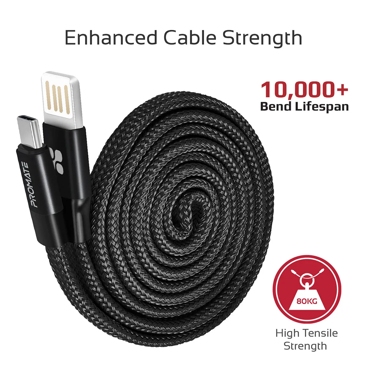 Premium Fabric Braided Aluminium Alloy Reversible USB-A to Type-C™ Cable