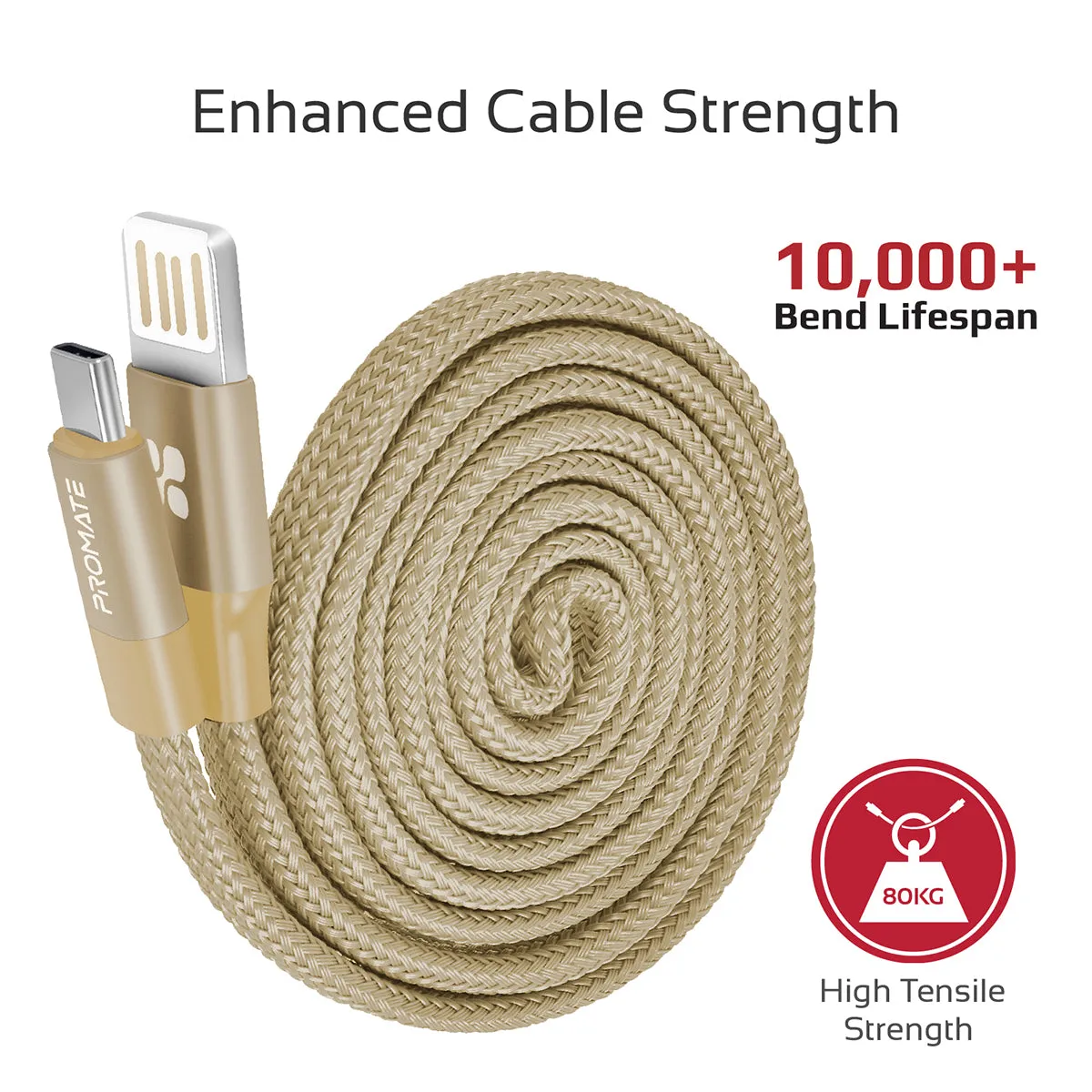 Premium Fabric Braided Aluminium Alloy Reversible USB-A to Type-C™ Cable