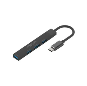 Promate LiteHub-4 4-in-1 Multi-Port USB-C Data Hub - Black - TJRKV9D