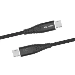 Promate USB-C to USB-C Fabric Braided Cable 1m Black