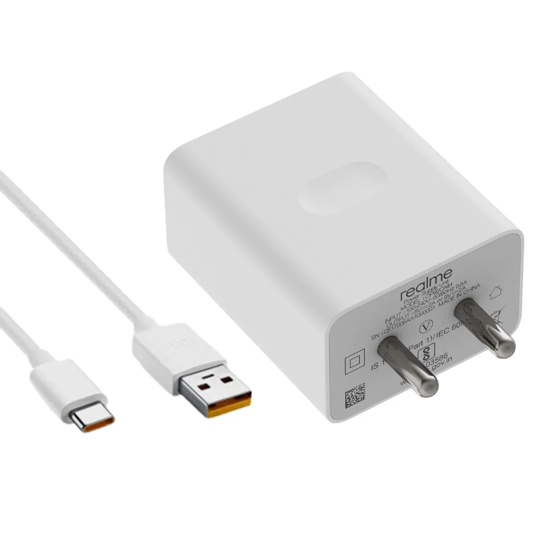 Realme 8 5G 18W Fast Mobile Charger With Type-C Cable White