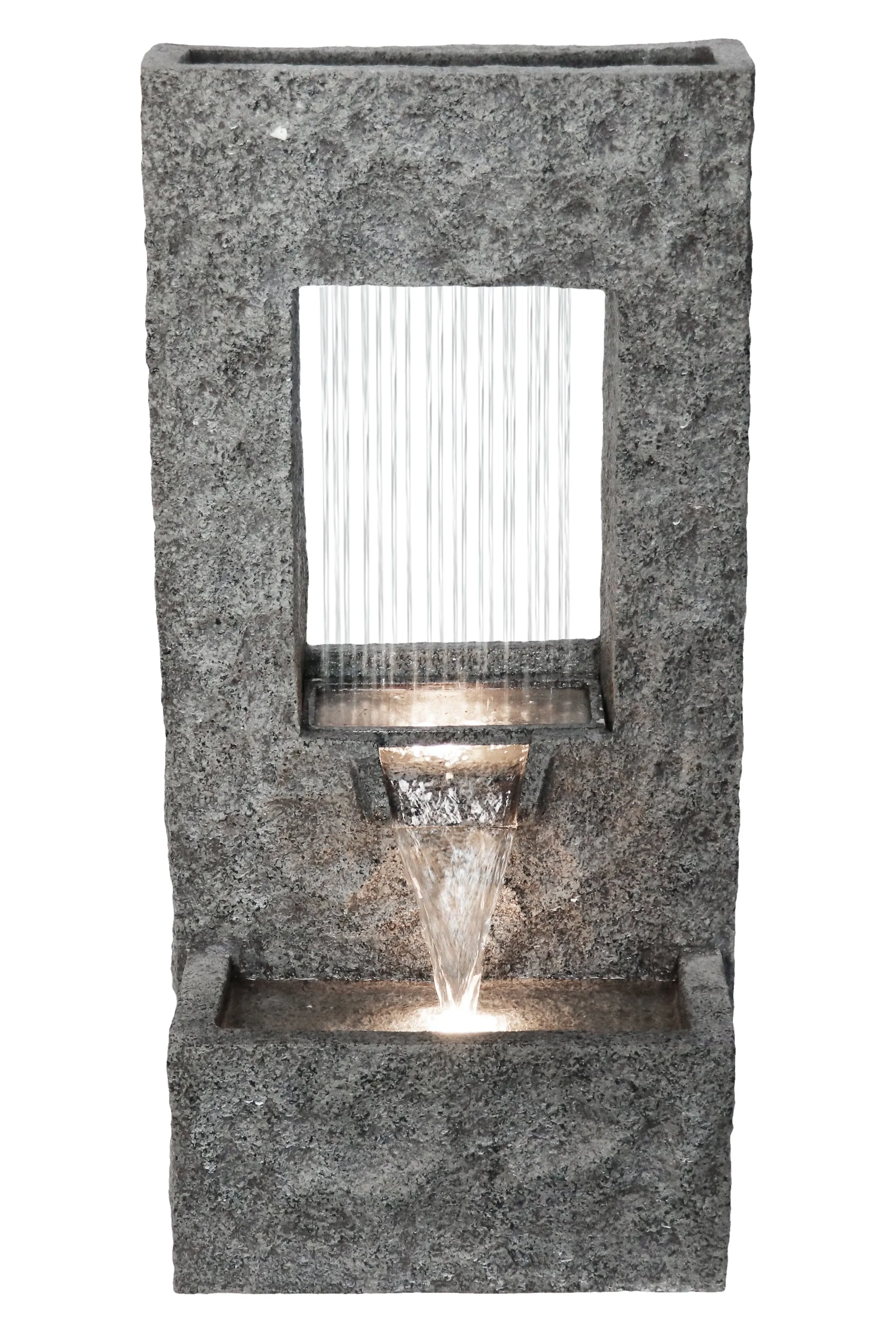 Rectangular Waterfall Fountain With Warm White Leds