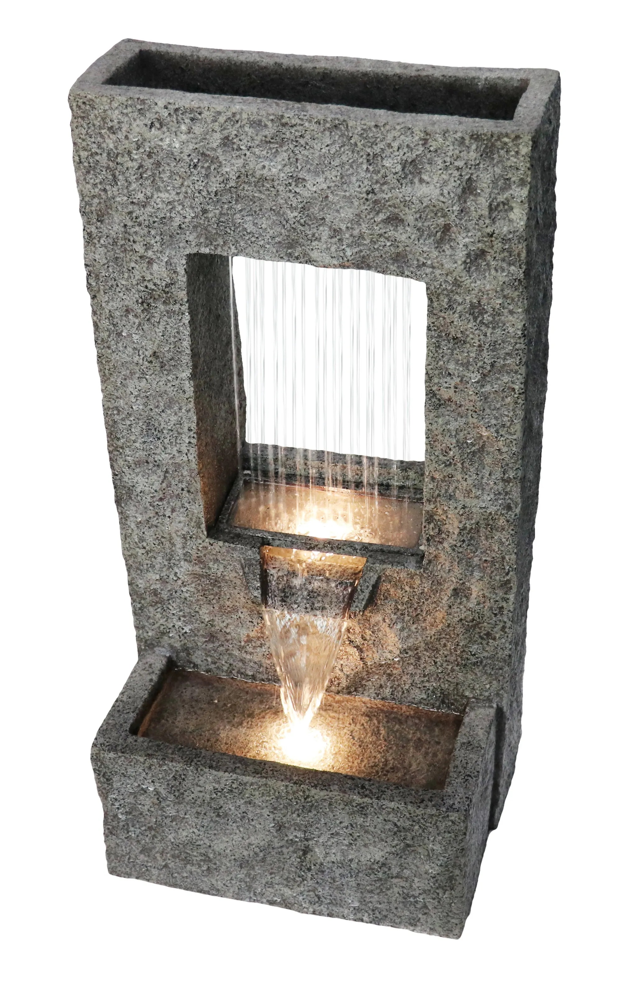 Rectangular Waterfall Fountain With Warm White Leds