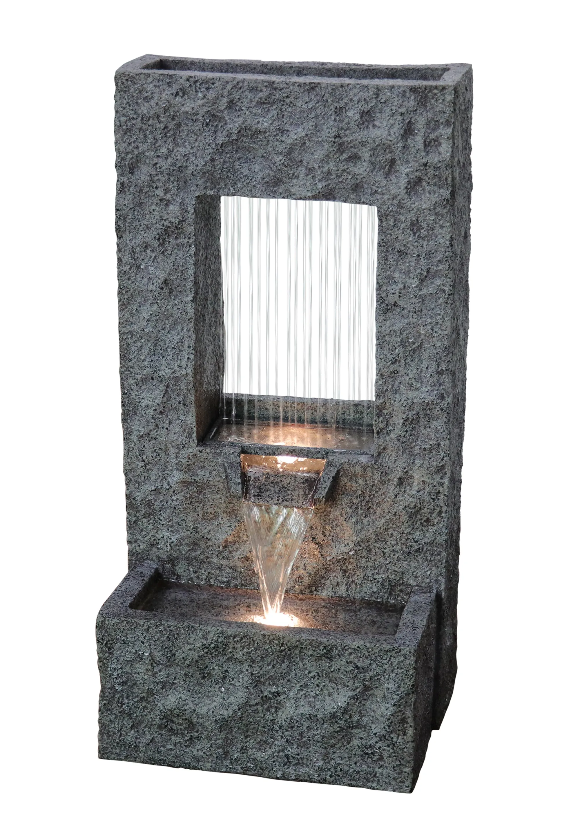 Rectangular Waterfall Fountain With Warm White Leds