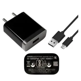 Redmi 9A Fast 10W Mobile Charger 2 Amp With Data Cable Black