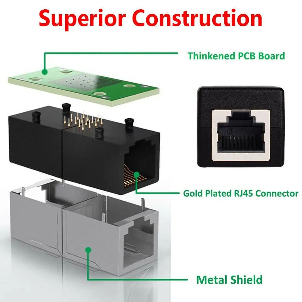 RJ45 Ethernet Coupler, 4 Pieces RJ45 Ethernet Cable Connector in Line Female to Female Coupler for Cat7 Cat6 Cat5e Cat5 Connector