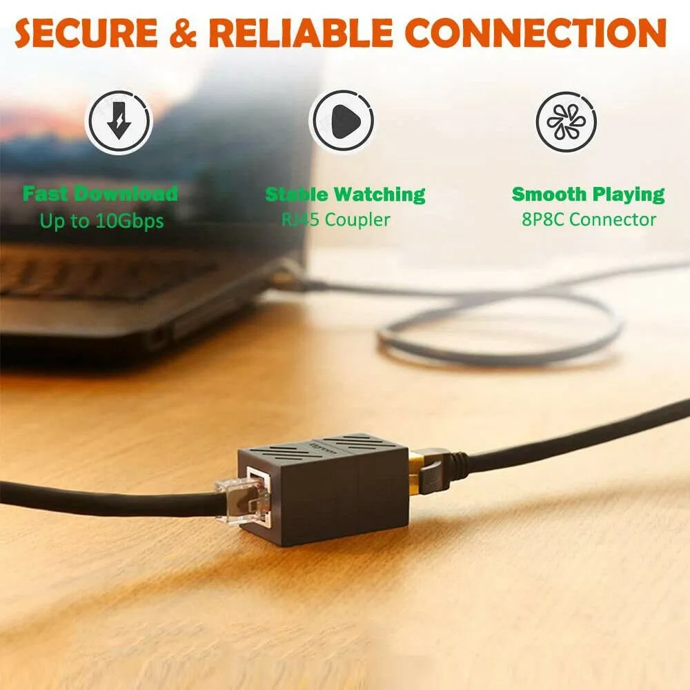 RJ45 Ethernet Coupler, 4 Pieces RJ45 Ethernet Cable Connector in Line Female to Female Coupler for Cat7 Cat6 Cat5e Cat5 Connector