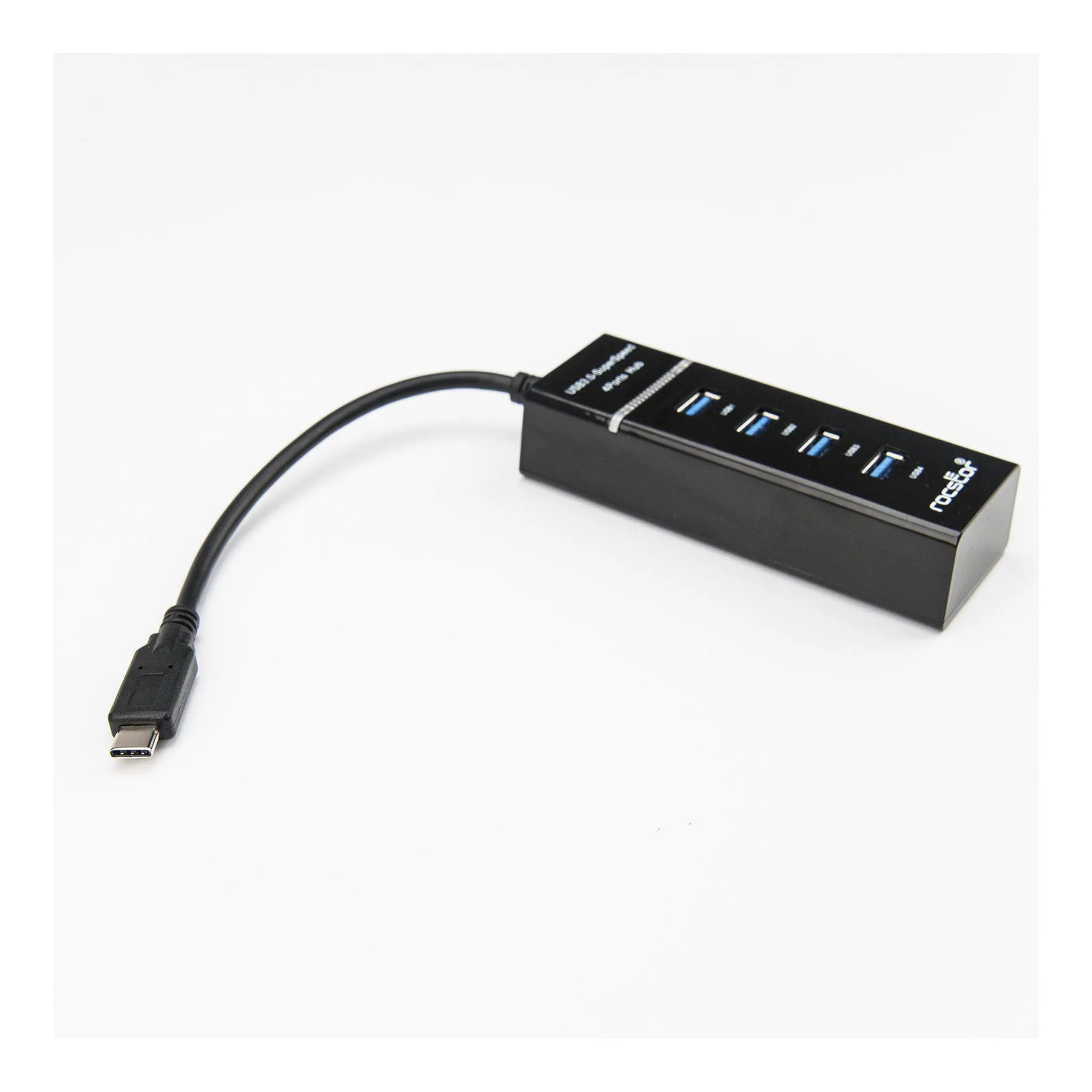 Rocstor Y10A228-B1 4-Port USB-C to USB-A Portable USB 3.0 Hub