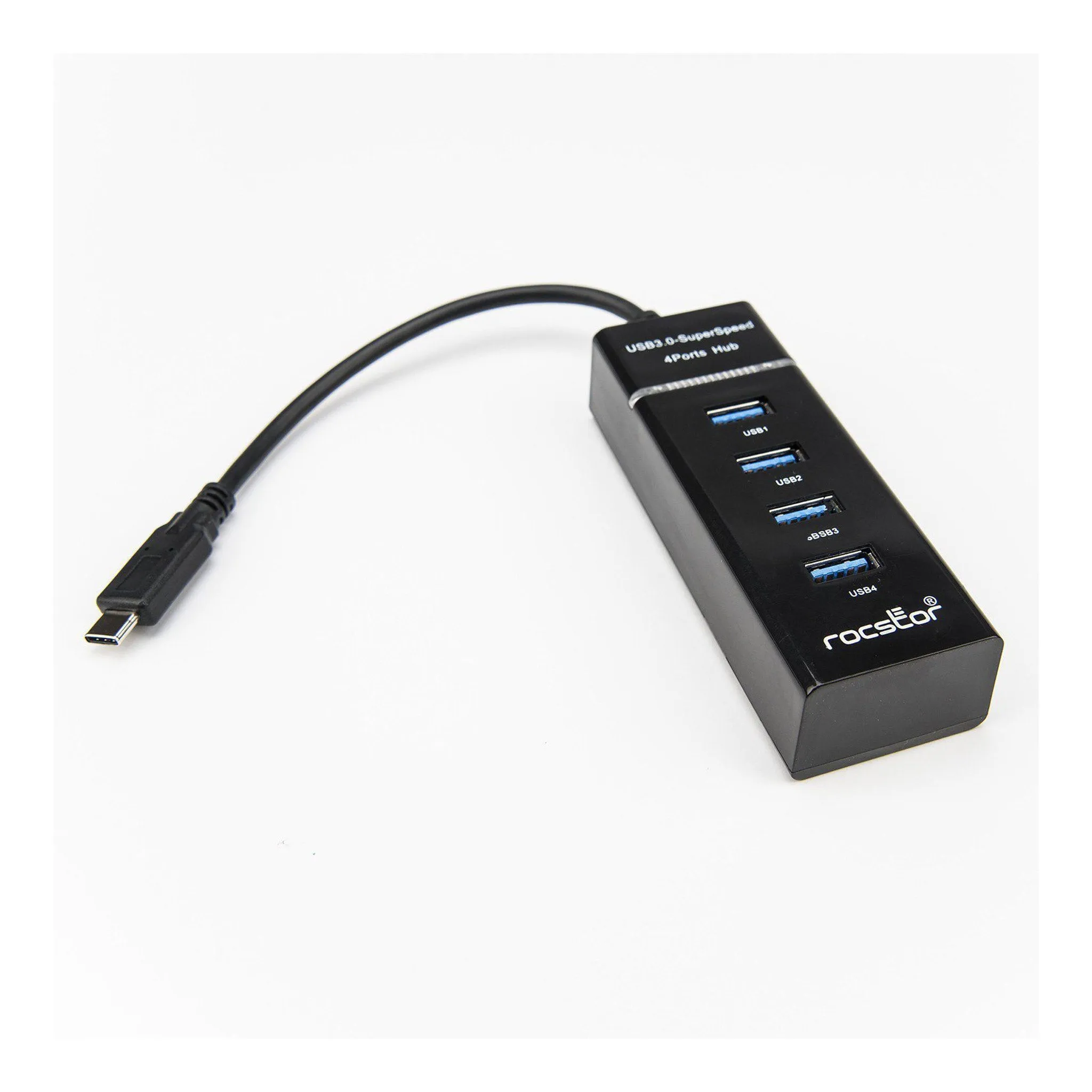 Rocstor Y10A228-B1 4-Port USB-C to USB-A Portable USB 3.0 Hub