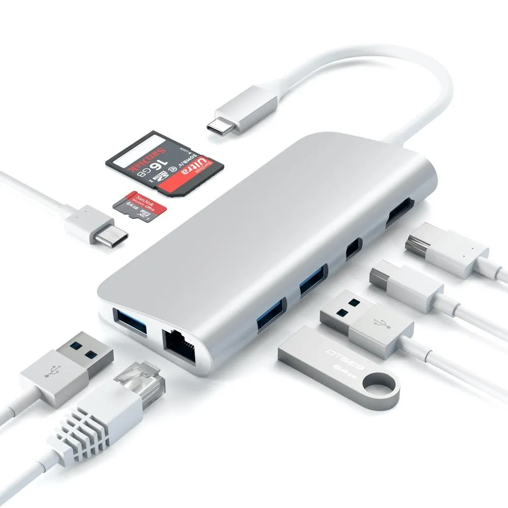 Satechi USB-C Multimedia Adapter 4K Ethernet Mini DisplayPort - Space Grey