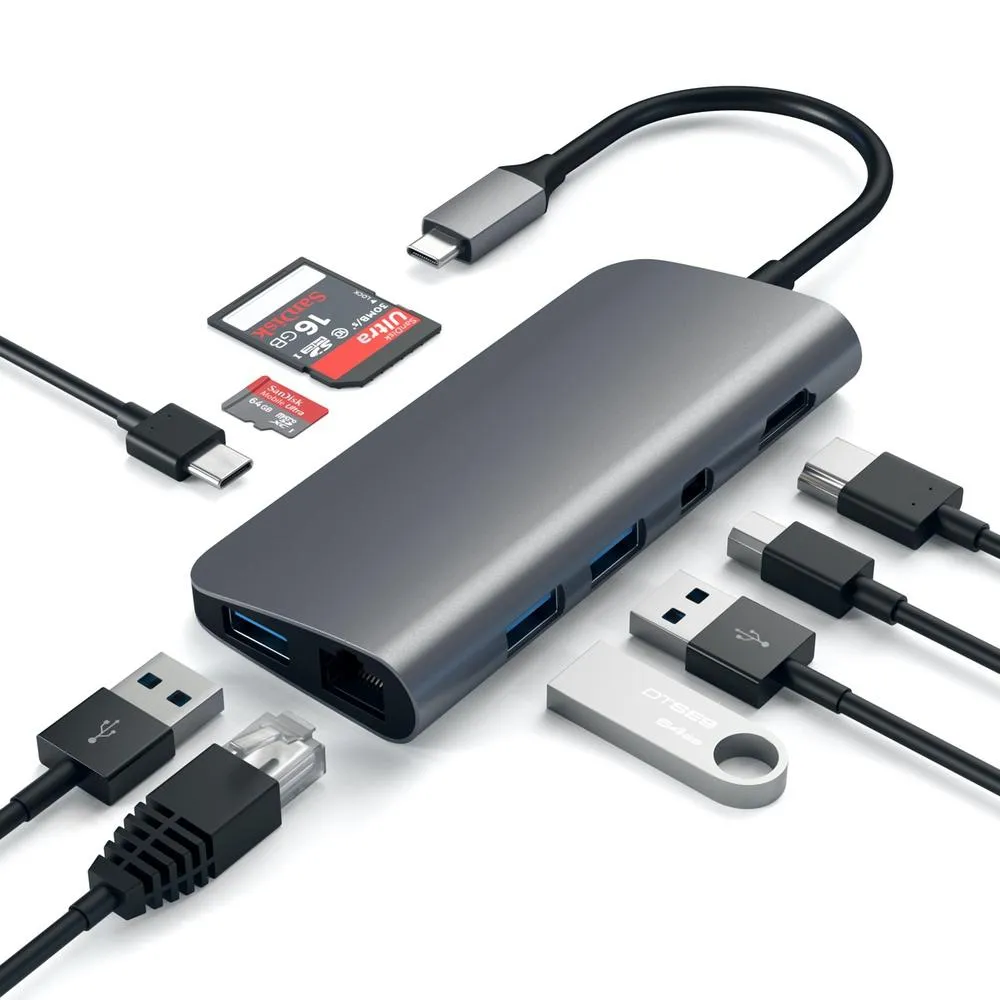 Satechi USB-C Multimedia Adapter 4K Ethernet Mini DisplayPort - Space Grey