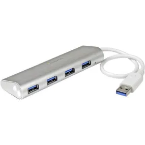 StarTech.com 4 Port Portable USB 3.0 Hub with Built-in Cable - 5Gbps - Aluminum and Compact USB Hub - USB - External - 4 USB Port(s) - 4 USB 3.0 Port(s)