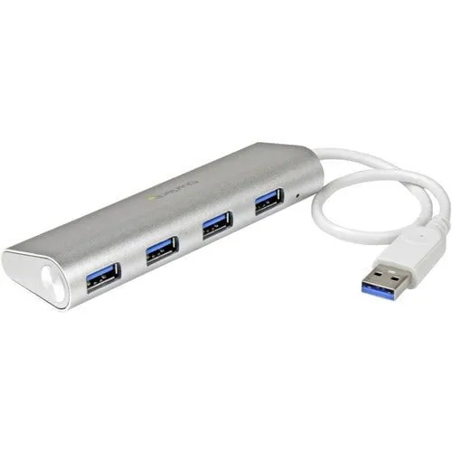 StarTech.com 4 Port Portable USB 3.0 Hub with Built-in Cable - 5Gbps - Aluminum and Compact USB Hub - USB - External - 4 USB Port(s) - 4 USB 3.0 Port(s)