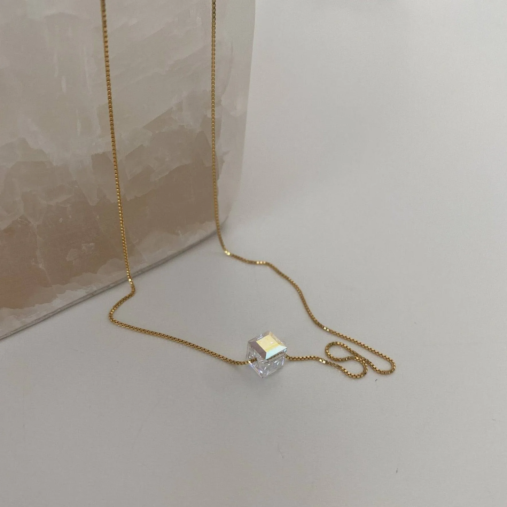 Swarovski Cube Crystal Necklace