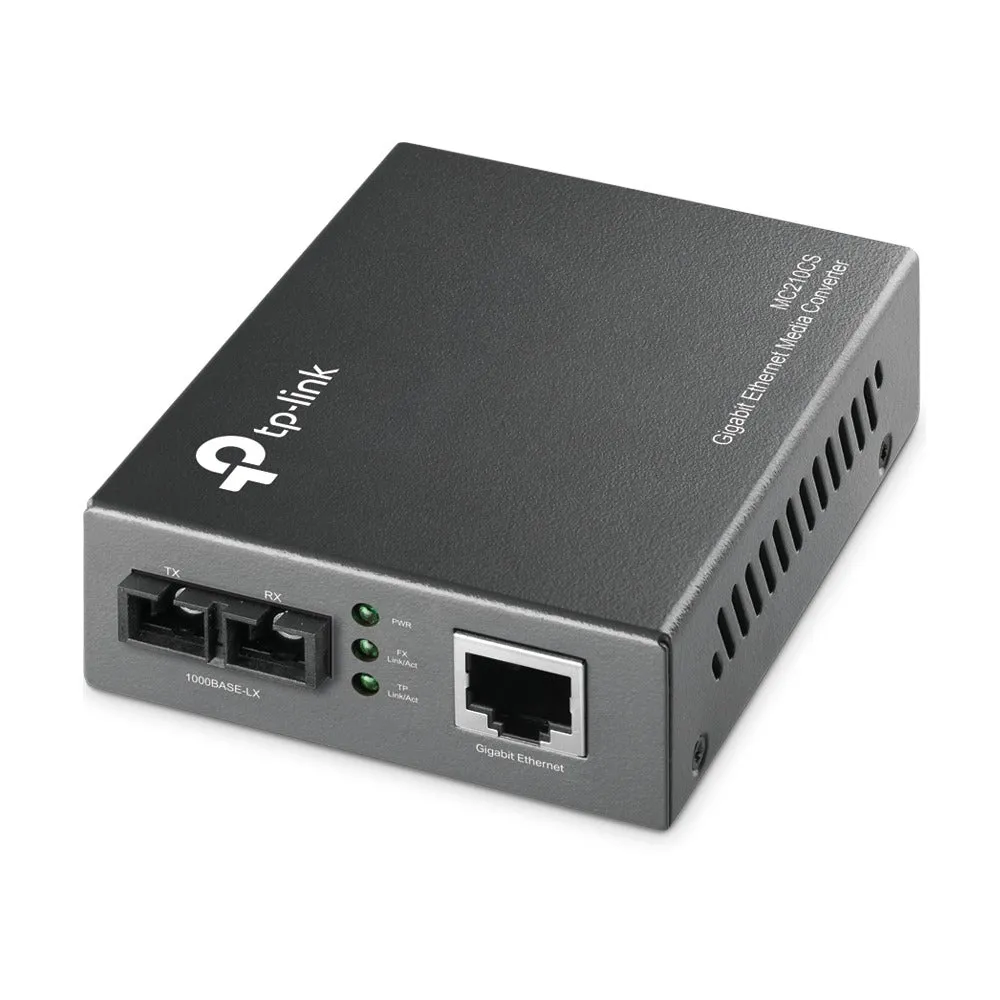 TP-Link MC210CS Gigabit Single-Mode Fiber Media Converter Extends Fiber Up to 15,000m, with Gigabit RJ45 Port (Auto MDI/MDIX), Full Duplex, Chassis Mountable, UTP Category 5, 5e